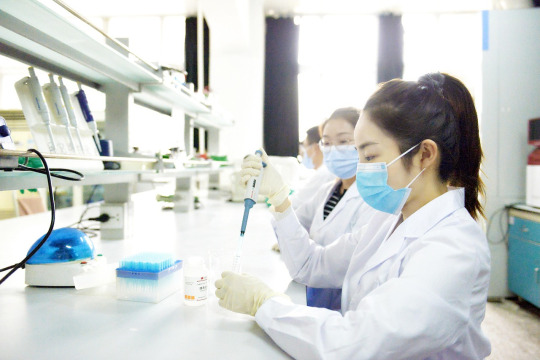scientist pipette lab